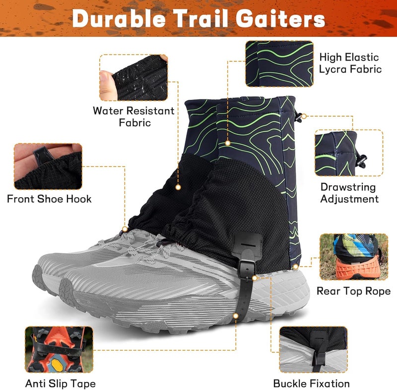EOJDDPA Trail Gaiters, Low Shoes Gaiters, Boots Breathable, Boots Gators for Running, Gators for Hiking Boots, Gaiters for Hiking Men Women, Fit Shoe US 5-9 - Image 2